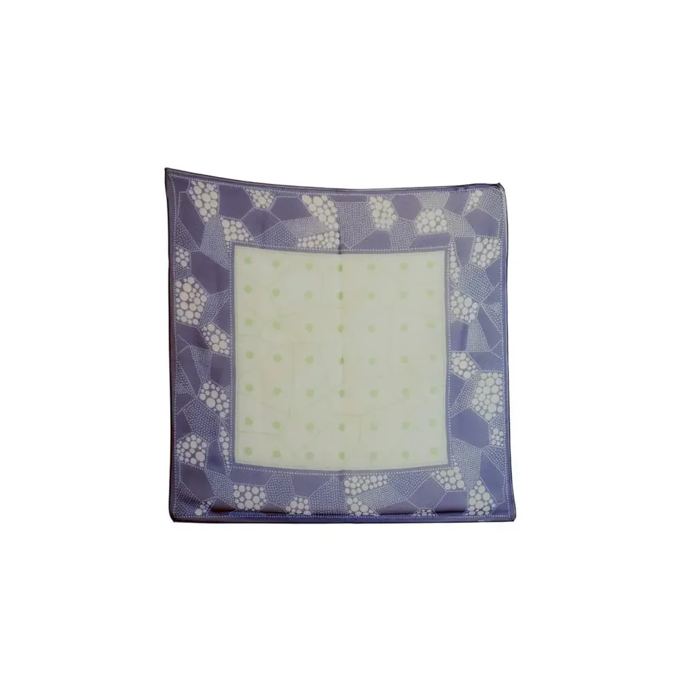 Vintage Sheer Square Scarf Lavender Green Polka Dot Geometric Mod 27x27 60s 70s
